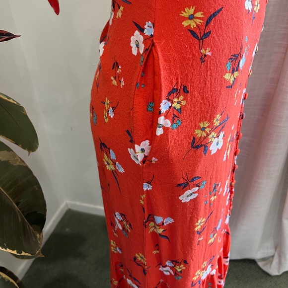 Anthropologie Red Floral Midi Dress - Picture 5 of 5